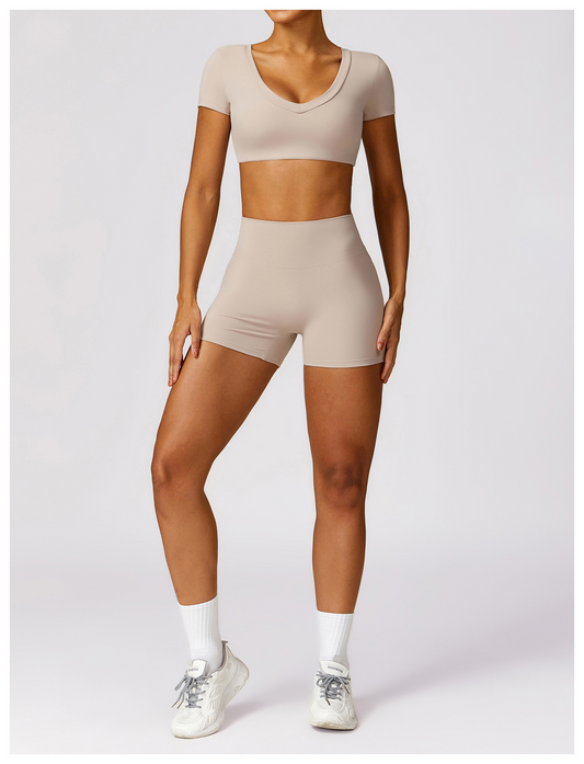 Fitness Shorts (Scrunch) - Beige