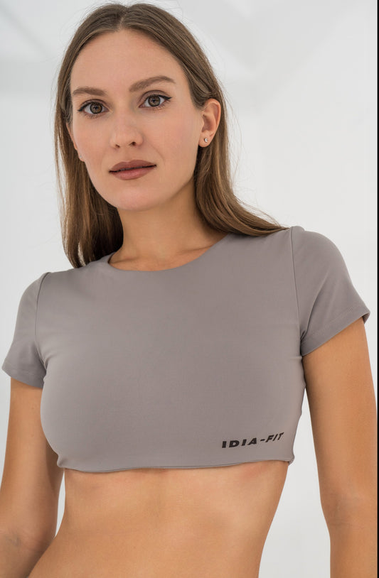 Round Neck Top - Gray