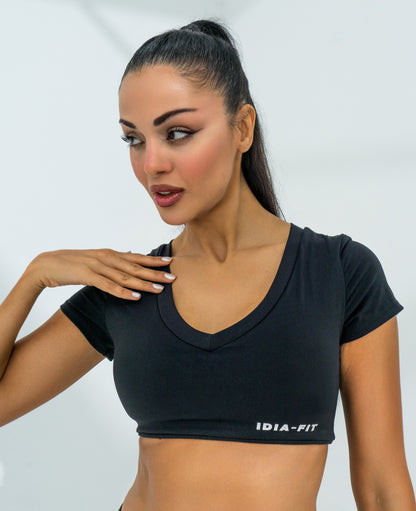 V Neck Top - Black